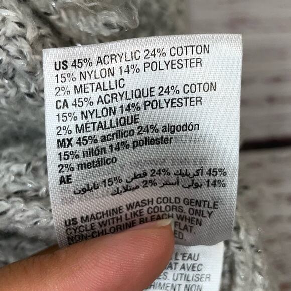 INC International Concepts Silver Metallic Knitted Tweed Sweater Jacket Large - Picture 9 of 9